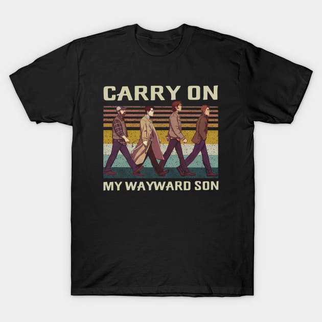 Carry On My Wayward Son Abbey Road, Winchester Supernatural T-Shirt by Den Tbd